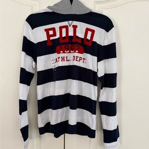 Polo by Ralph Lauren Blue and White Crewneck Sweater
